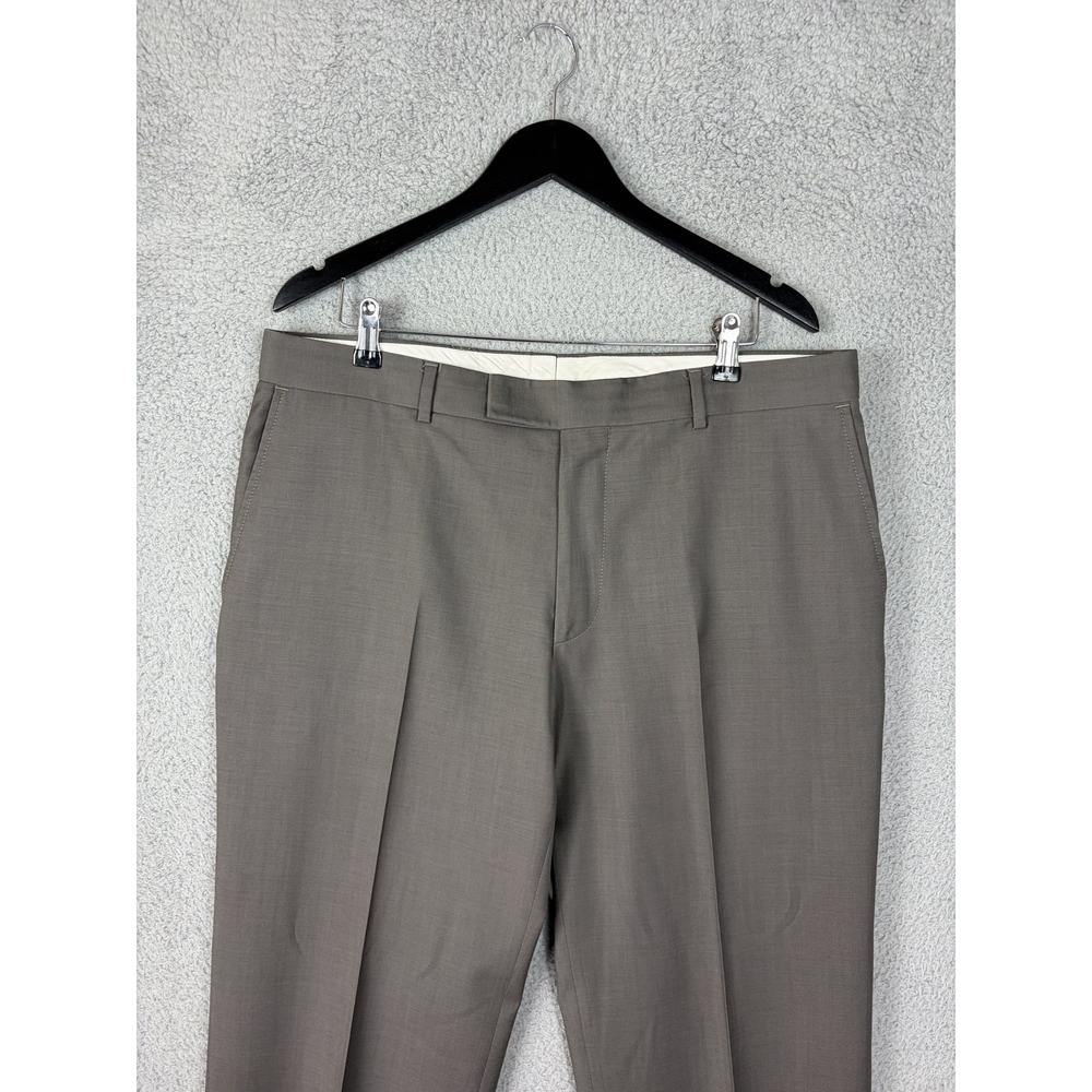Hugo Boss Mens 36x32 Brown Wool Flat Front Dress Pants James Brown Made In USA
